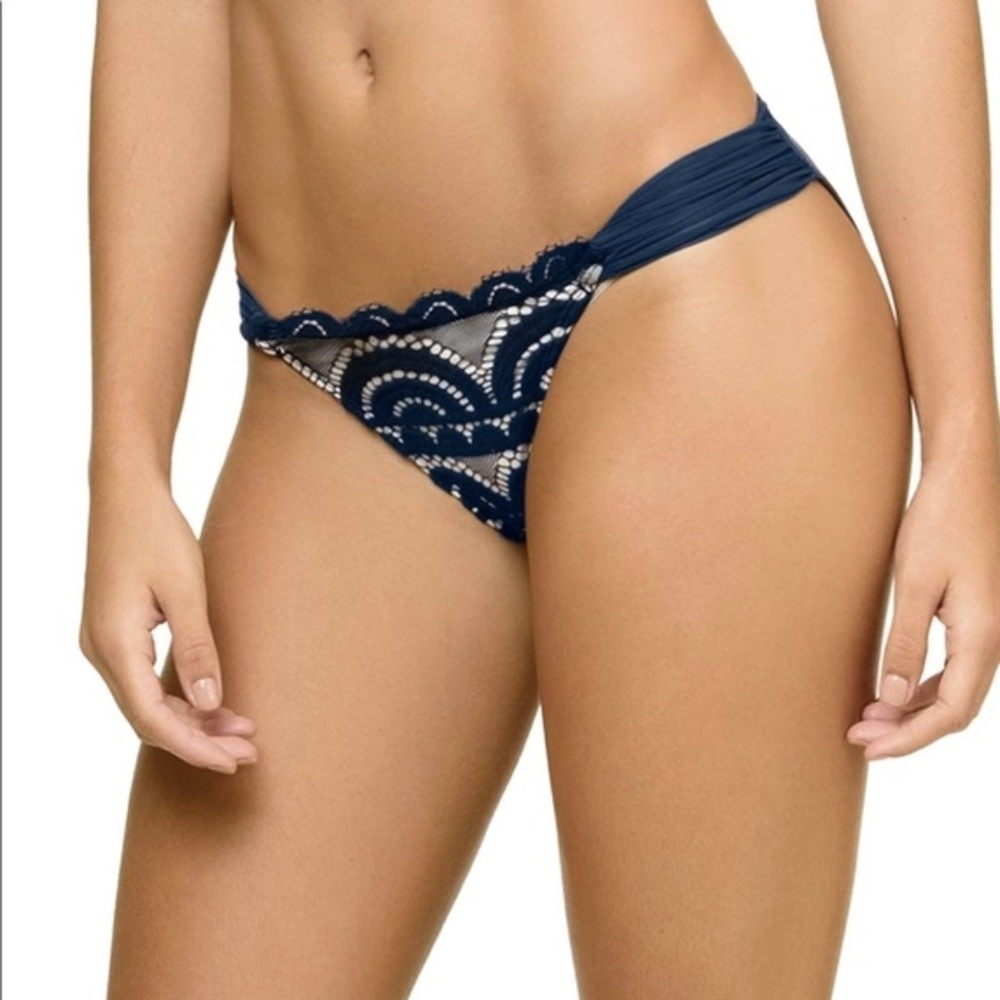 Pilyq Navy Blue Crochet Bikini Bottom